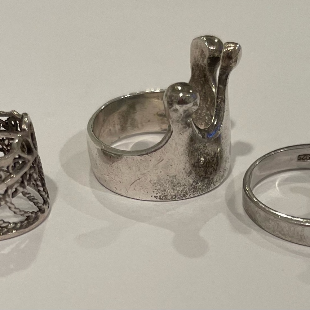 3 Pc Lot Sterling Silver Crown Tiara Rings As-Is - Picture 2 of 9